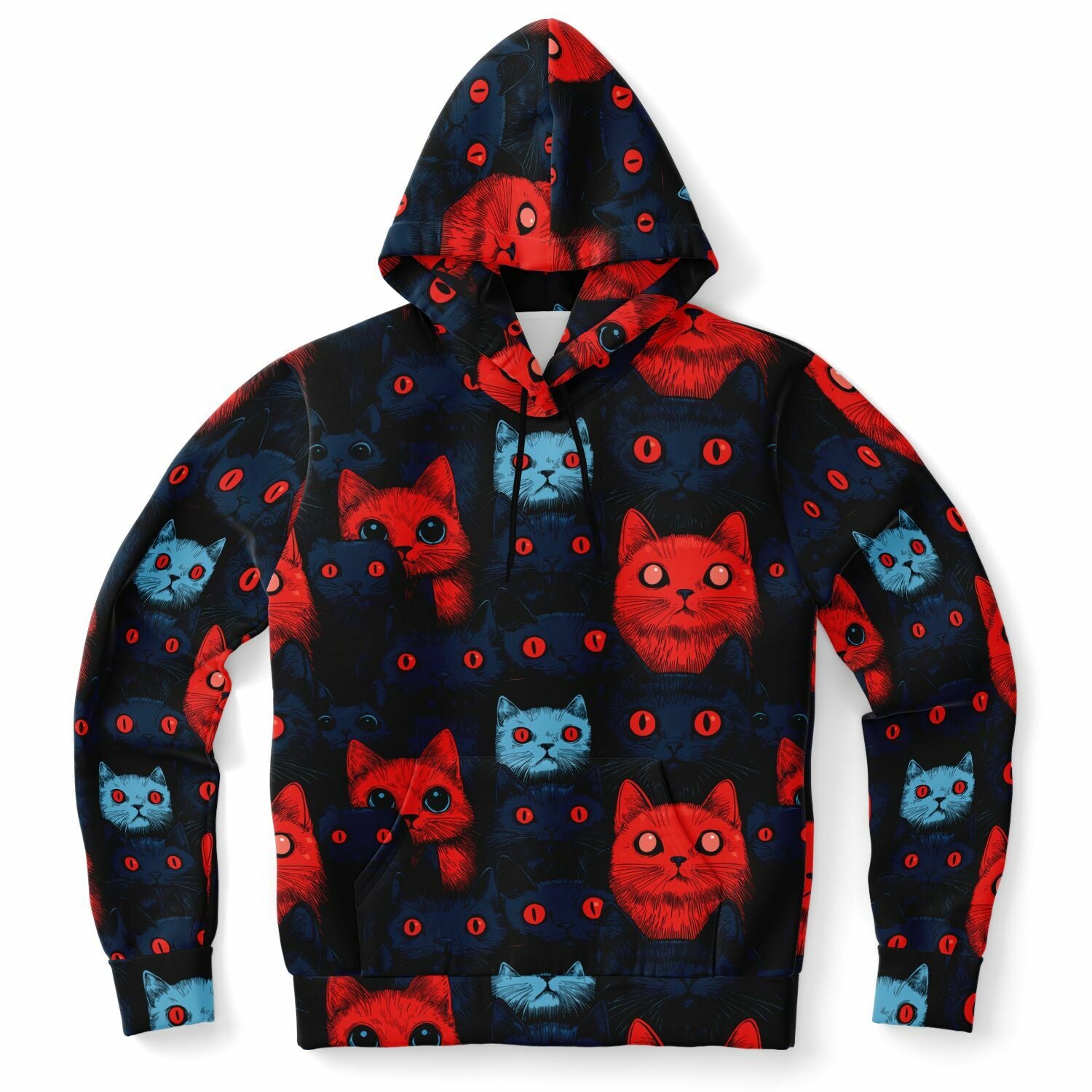 Cats of doom Japanese creepy art Unisex AOP Hoodie