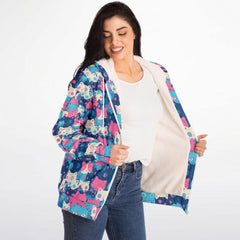 Cute pastel cat pattern Sherpa Jacket Hoodie