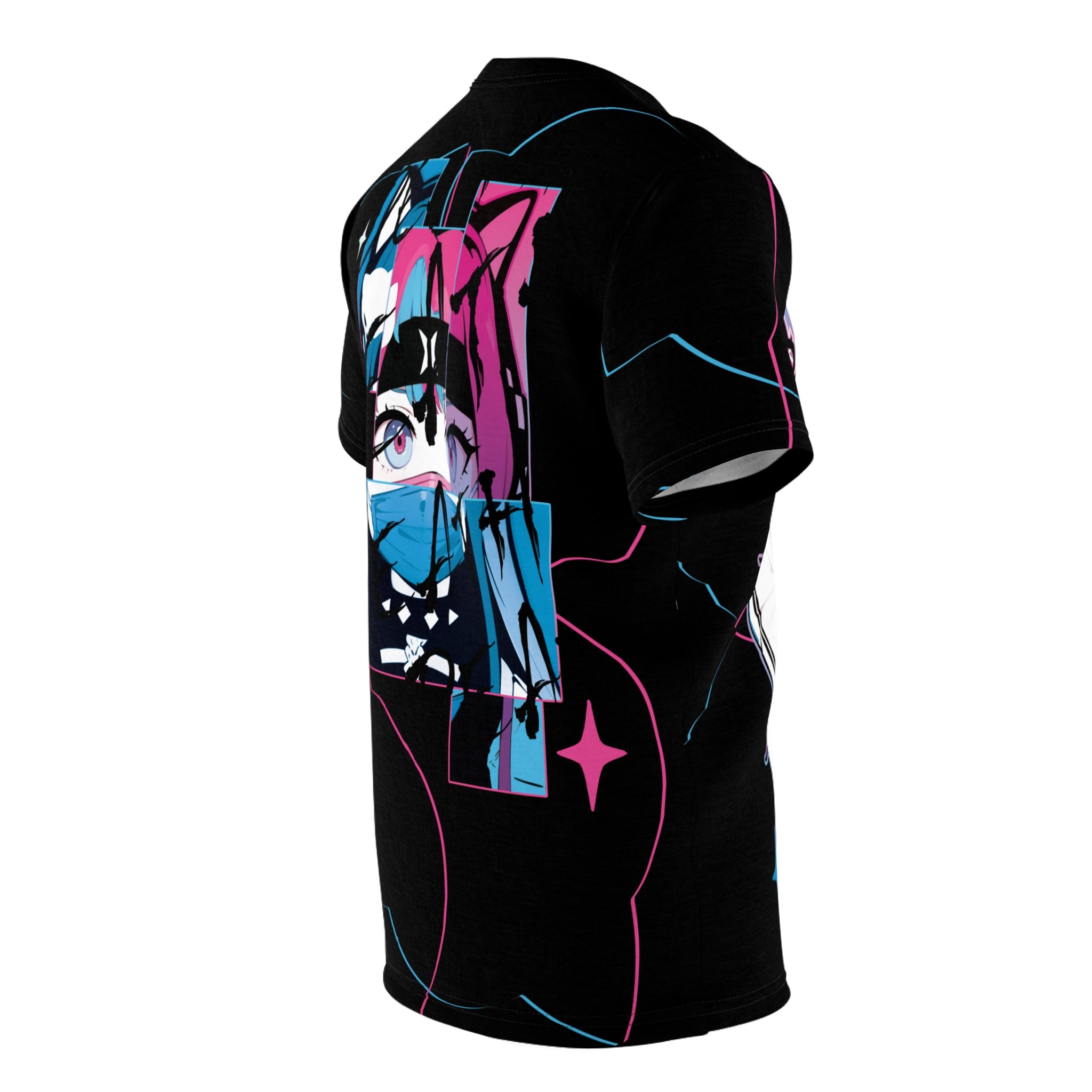 Meena - Creepy cute skeletal kawaii anime girl Unisex AOP Cut & Sew T-shirt