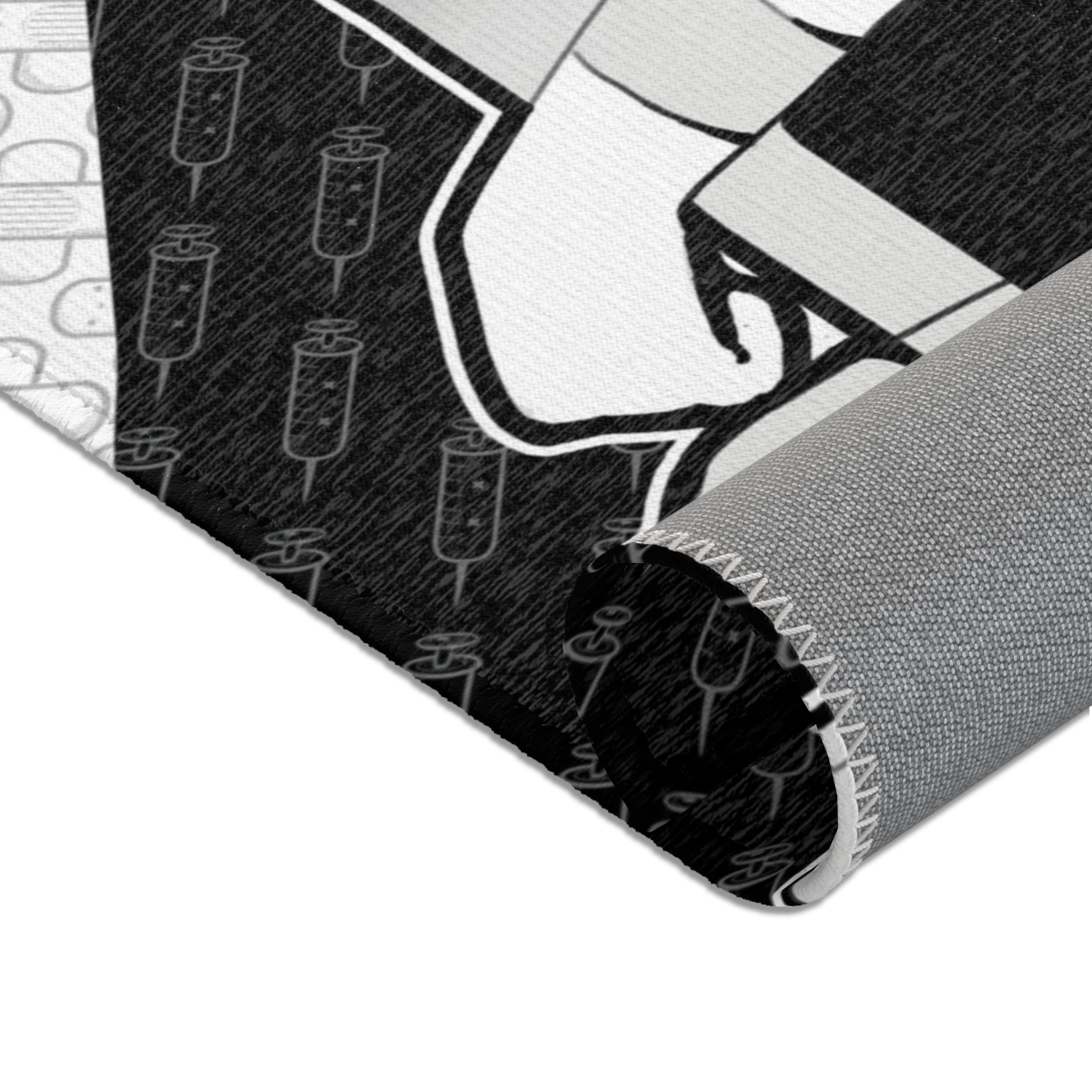 Shizuka B&W - Kawaii creepy cute anime nurse Area Rug