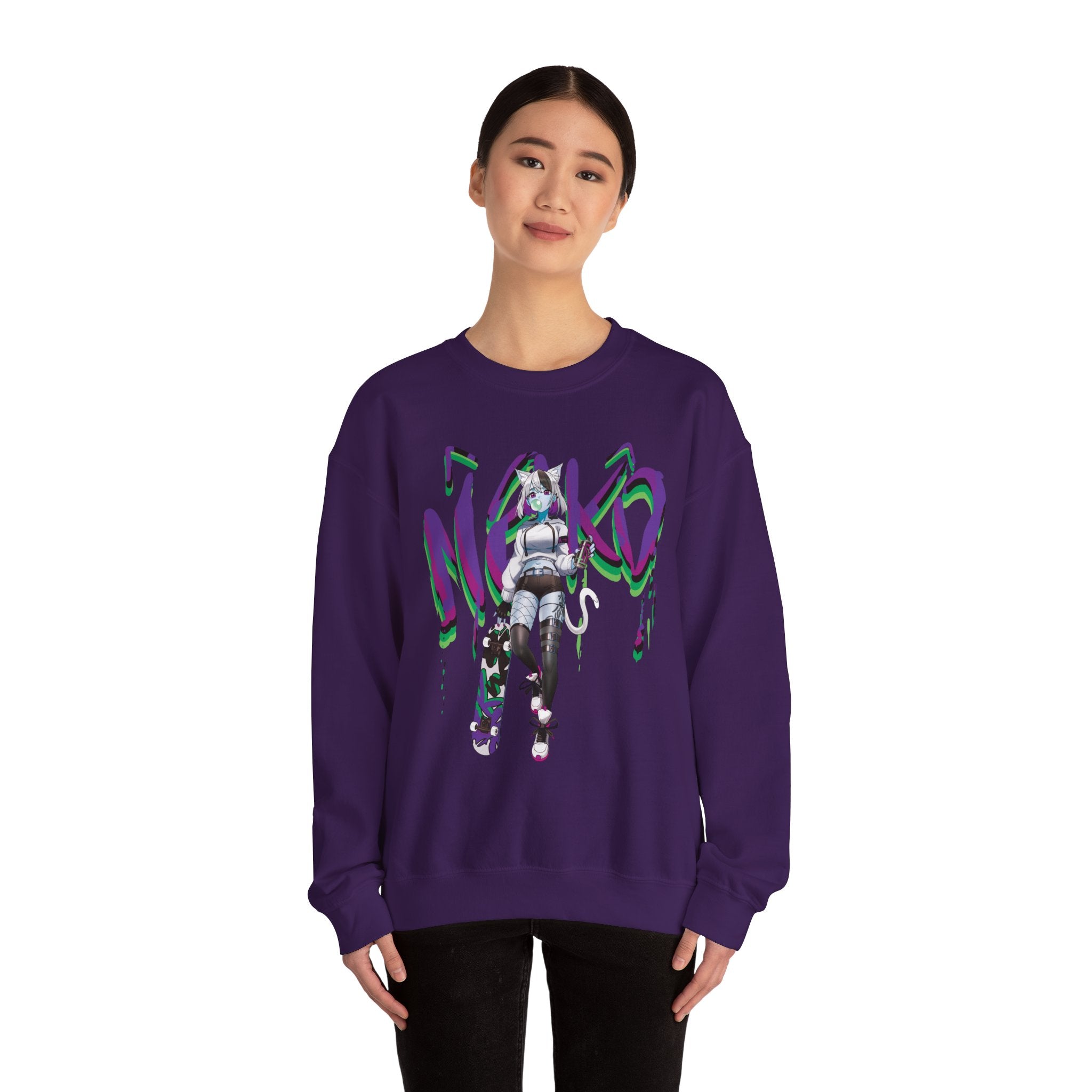 Tori - Lethal Purple - Neko skater anime girl Unisex Sweatshirt