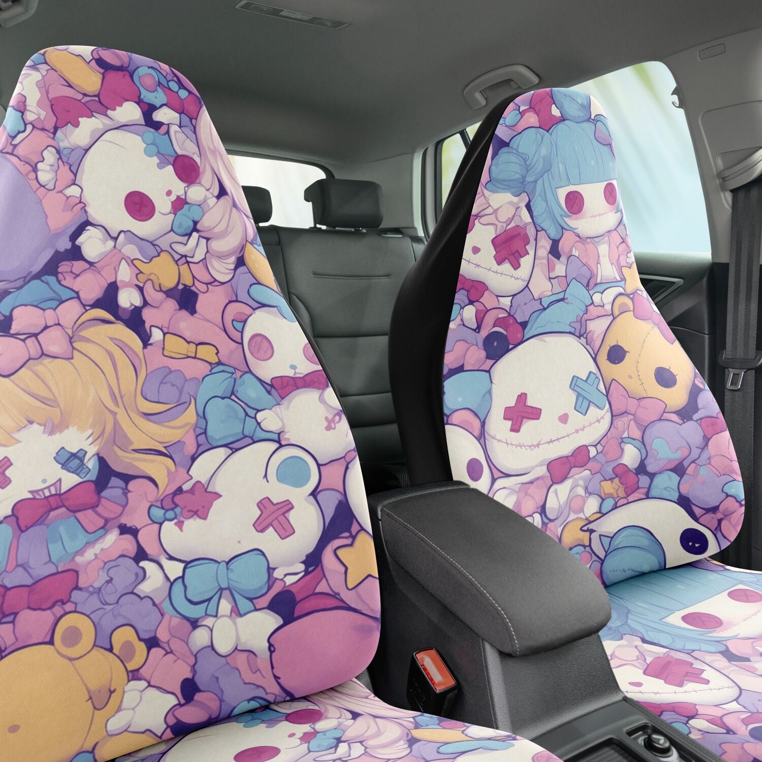 Cute pastel creepy dolls pattern Car Seat Cover (x2)