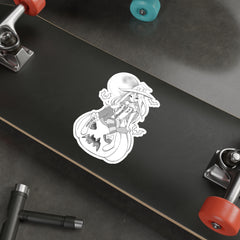 Yuuki B&W Kawaii Witch Cute Anime Die-Cut Sticker