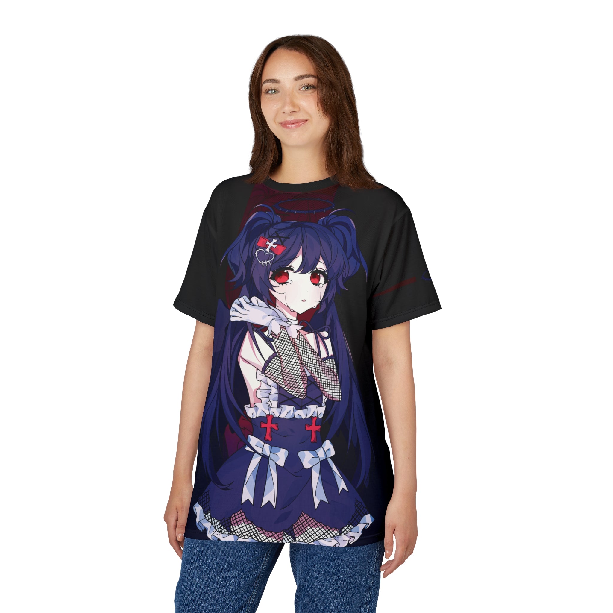 Laylah - Sad Gothic Dark Angel Anime Girl Unisex AOP Cut & Sew Tee