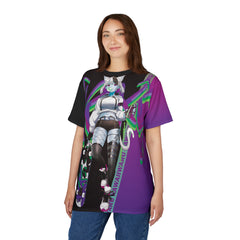 Tori - Lethal purple - Neko skater anime girl Unisex AOP Cut & Sew T-shirt
