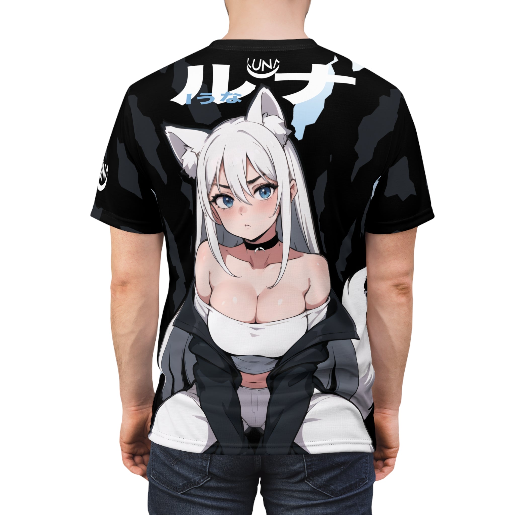 Luna - Wolf anime girl - werewolf Unisex AOP Cut & Sew Tee