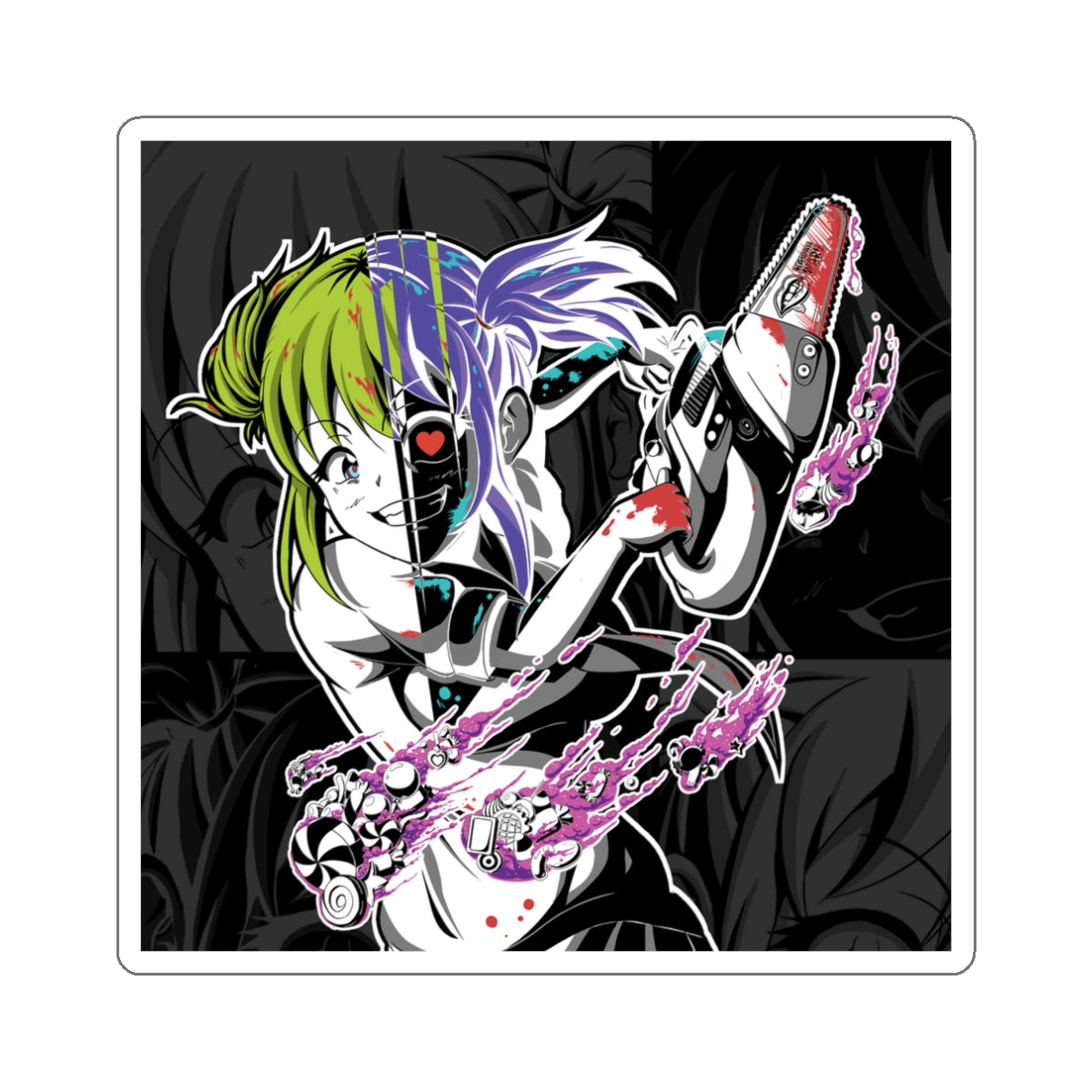 Kandi Cute Yandere Anime Girl Die-Cut Sticker