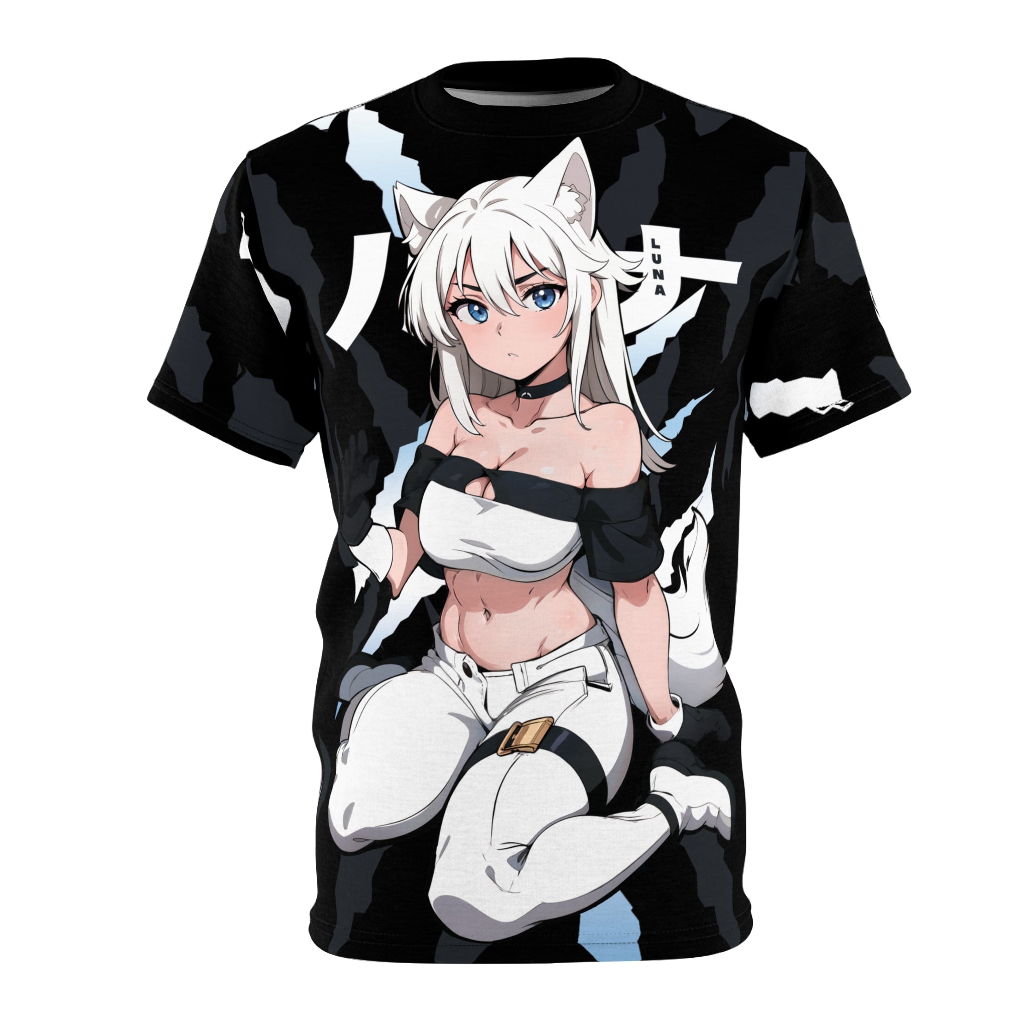 Luna - Wolf anime girl - werewolf Unisex AOP Cut & Sew Tee
