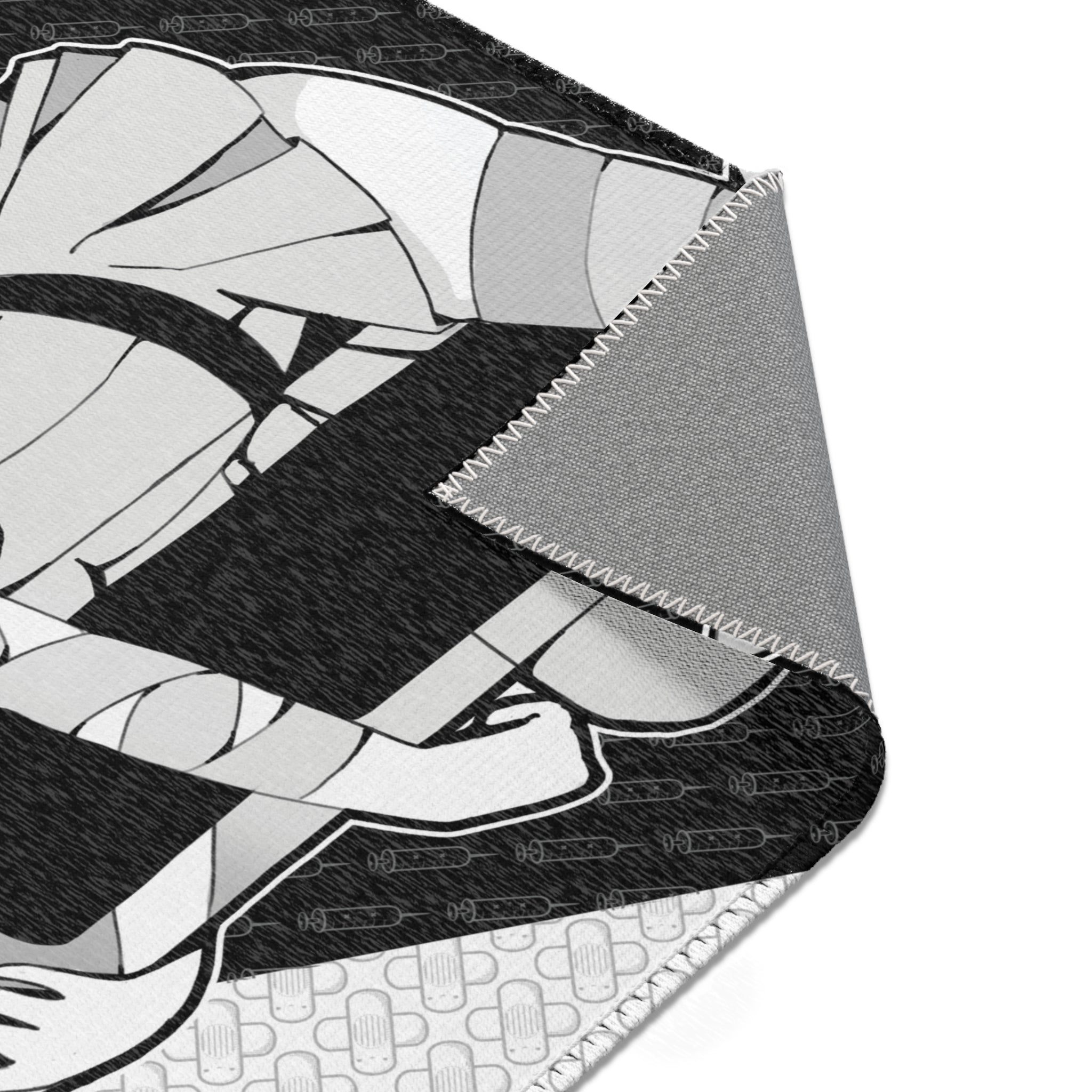 Shizuka B&W - Kawaii creepy cute anime nurse Area Rug