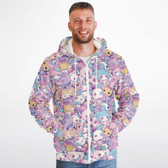 Cute pastel creepy dolls pattern Sherpa Jacket Hoodie