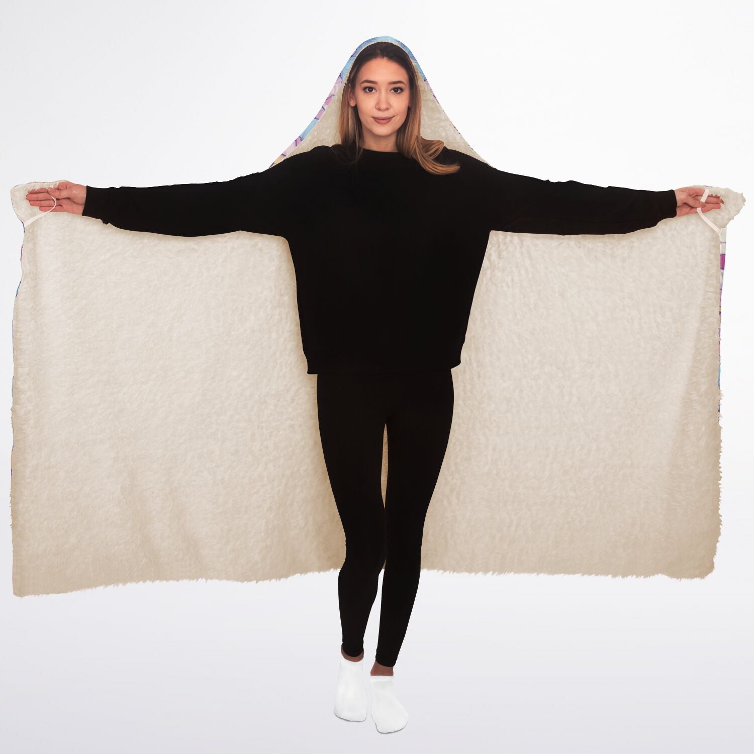 Cute pastel creepy dolls pattern Hooded Blanket Sherpa