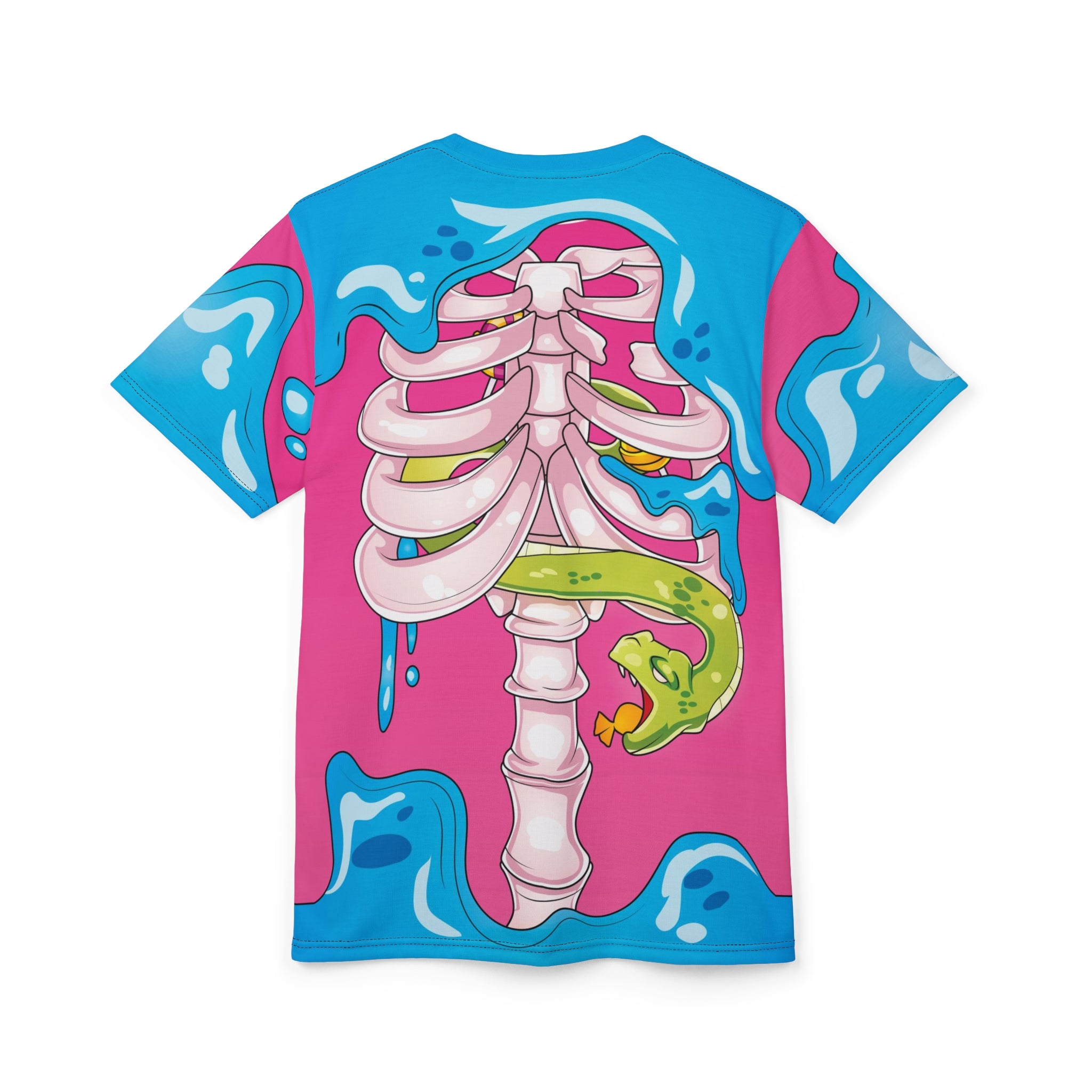 Full Body Kawaii Skeleton Halloween Unisex AOP Cut & Sew Tee