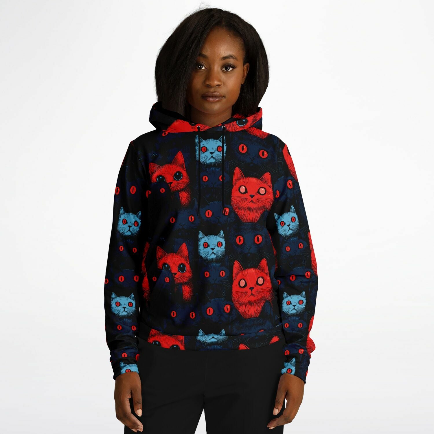 Cats of doom Japanese creepy art Unisex AOP Hoodie