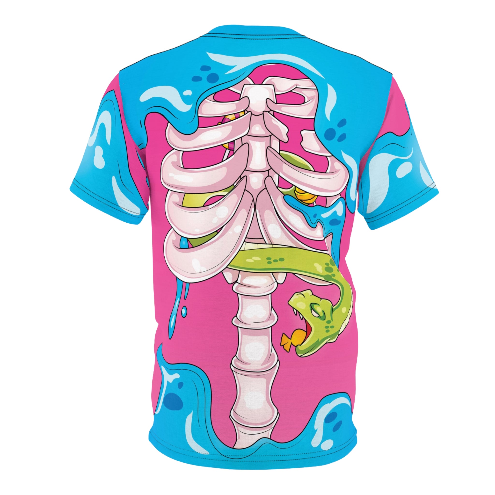 Full Body Kawaii Skeleton Halloween Unisex AOP Cut & Sew Tee