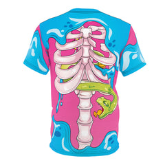 Full Body Kawaii Skeleton Halloween Unisex AOP Cut & Sew Tee