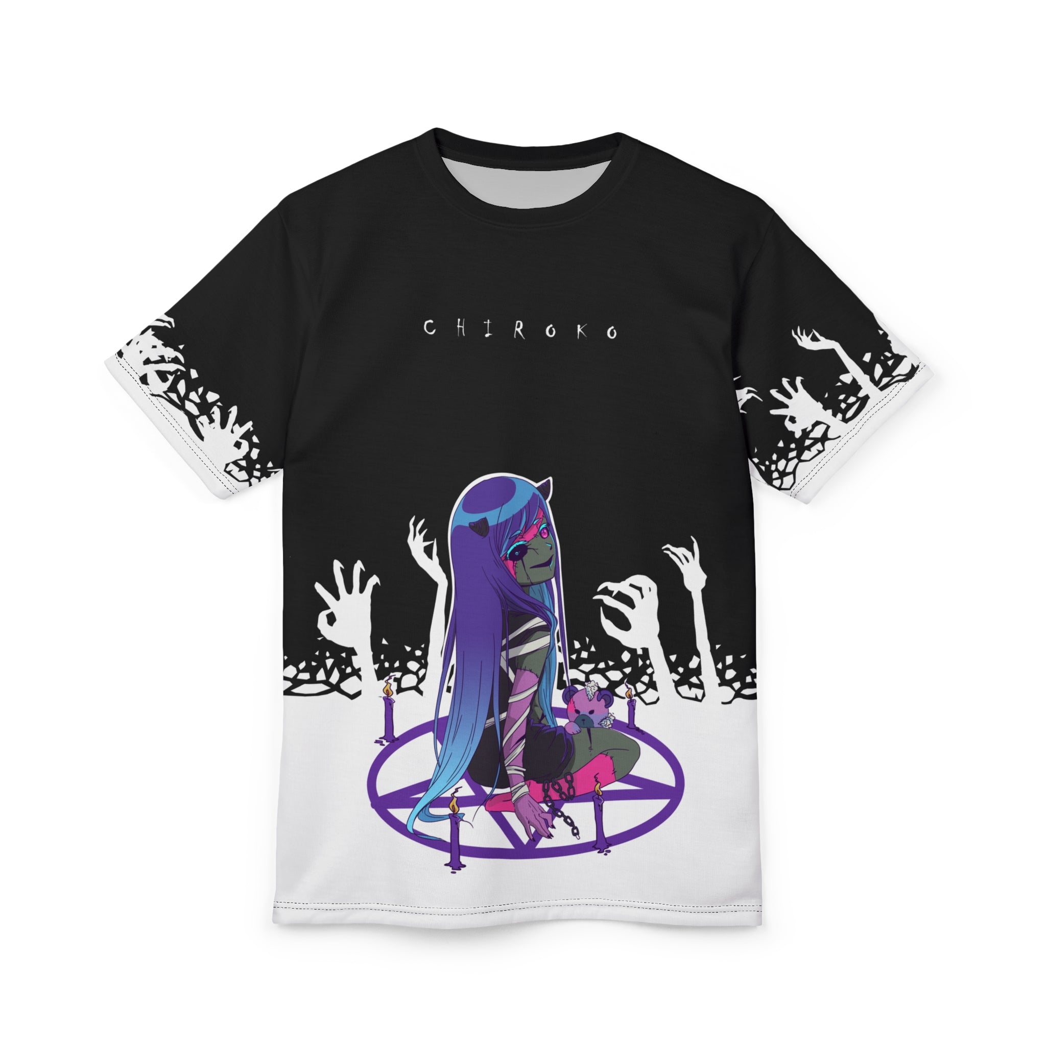 Chiroko Kawaii Creepy Cute Demon Anime Girl Unisex AOP Cut & Sew T-shirt