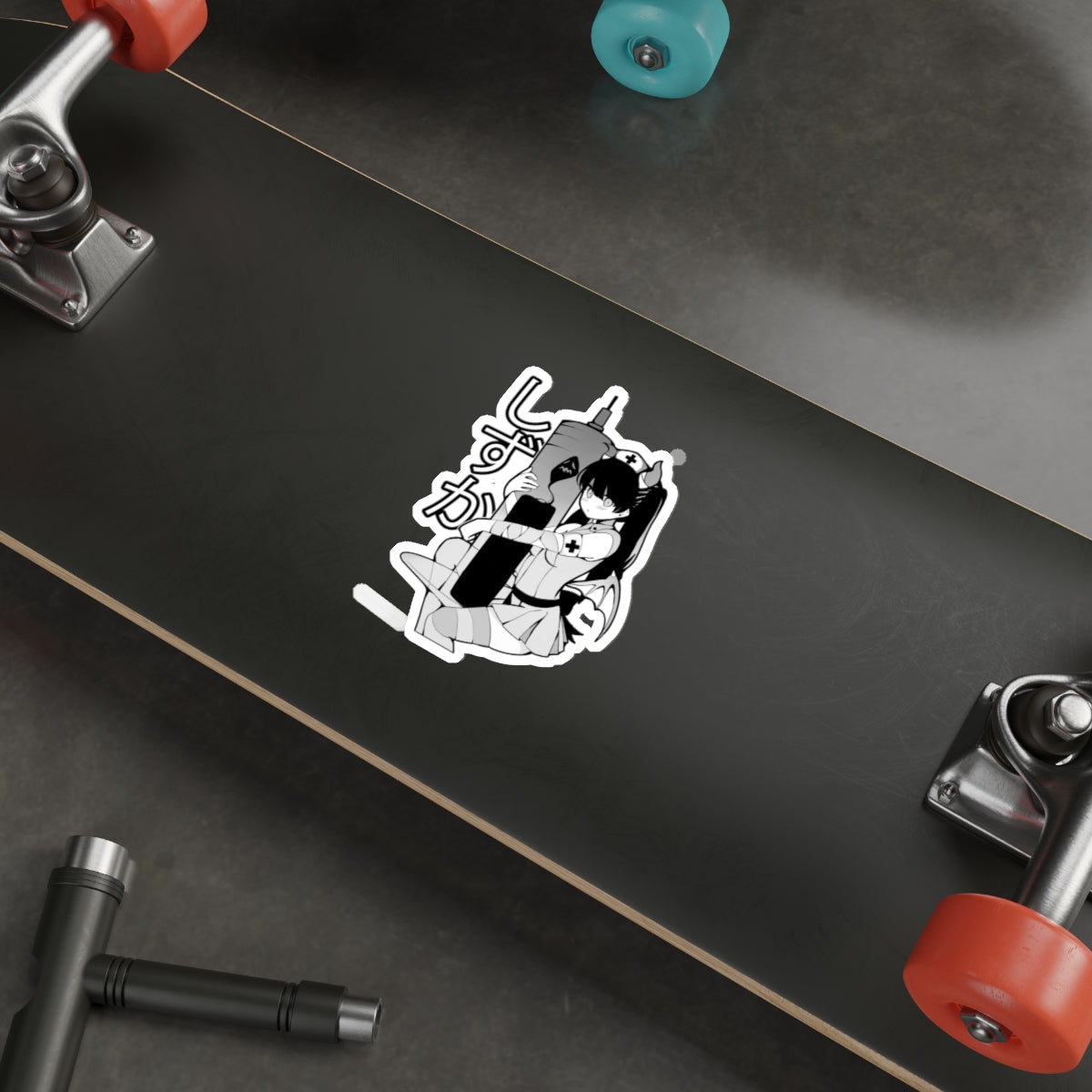 Shizuka B&W Kawaii Anime Nurse - Creepy Cute - Die-Cut Sticker