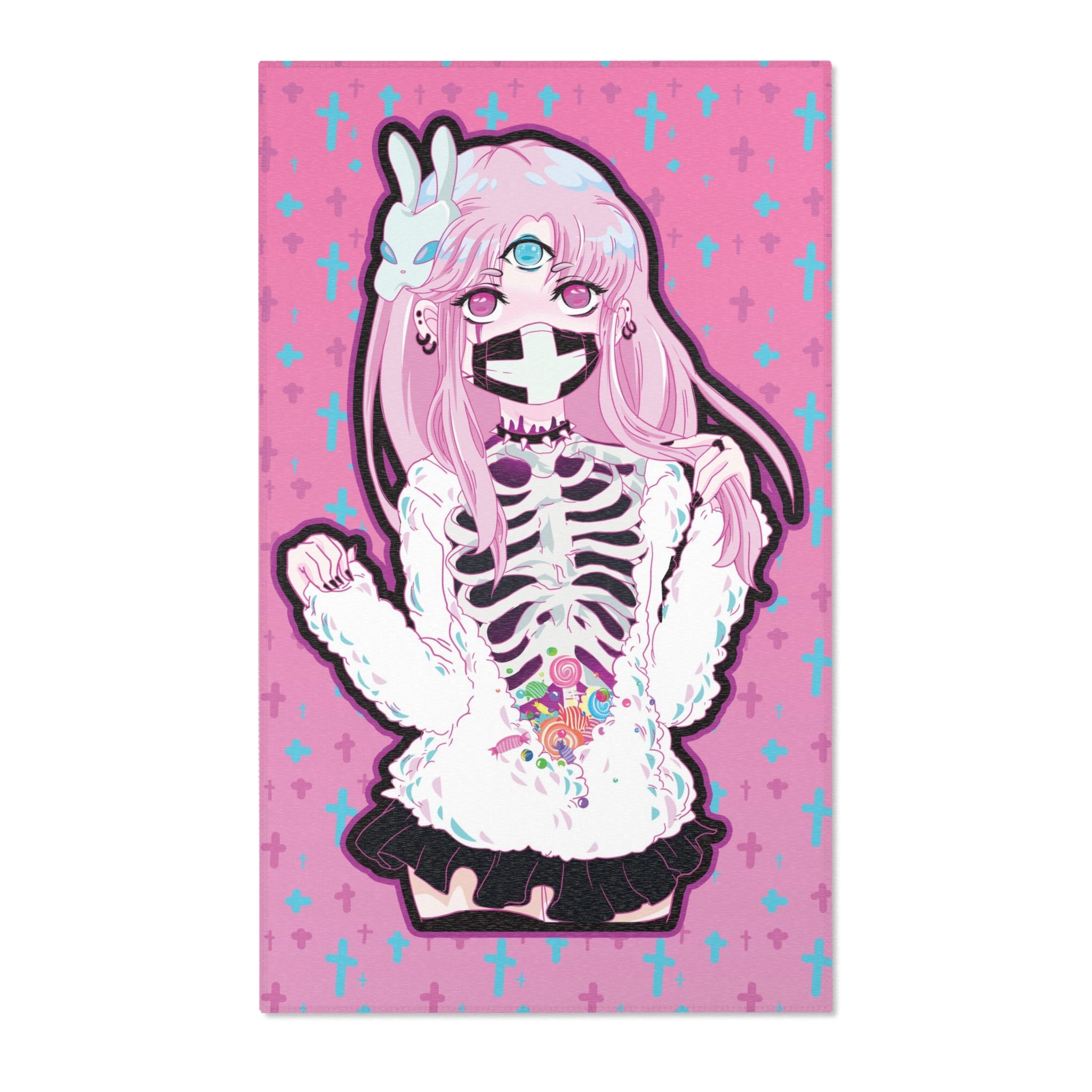 Pink Maaya XP - Creepy kawaii anime girl Area Rug