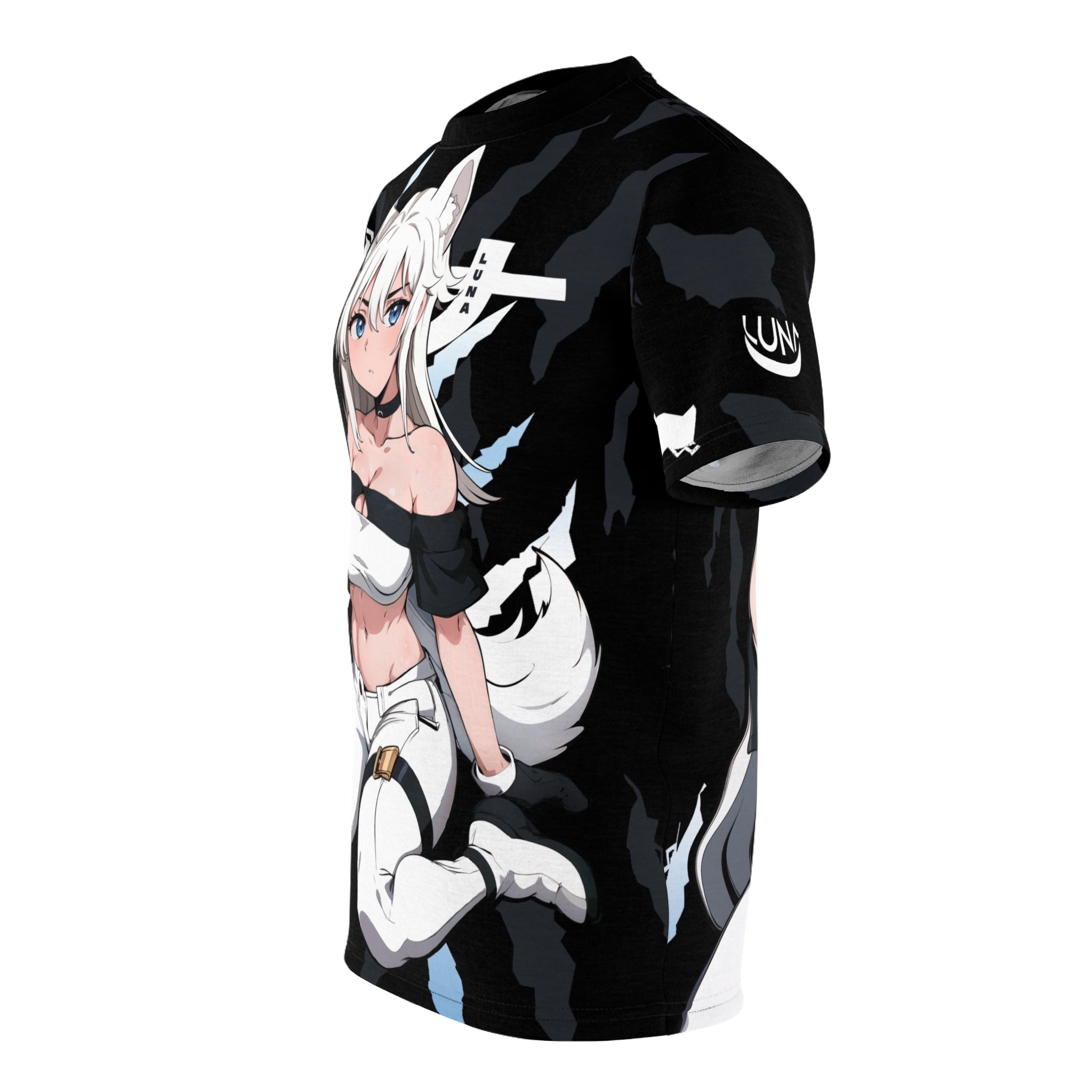 Luna - Wolf anime girl - werewolf Unisex AOP Cut & Sew Tee