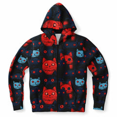 Cats of doom Japanese creepy art Unisex AOP Zip Hoodie