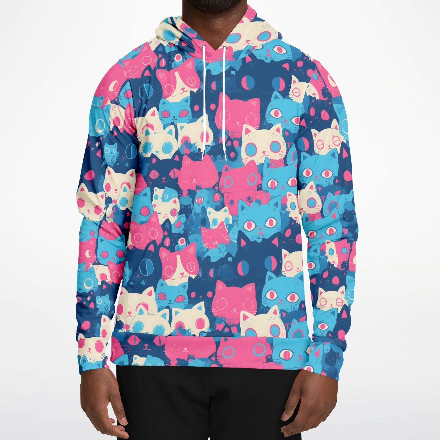 Cute pastel cat pattern Unisex AOP Hoodie