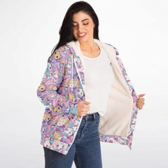 Cute pastel creepy dolls pattern Sherpa Jacket Hoodie