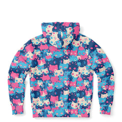 Cute pastel cat pattern Unisex AOP Zip Hoodie