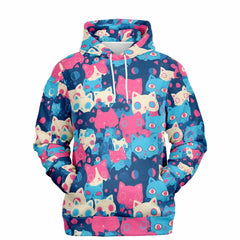 Cute pastel cat pattern Unisex AOP Hoodie