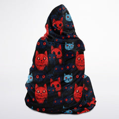 Cats of doom Japanese creepy art Hooded Blanket Sherpa