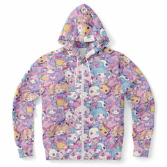 Cute pastel creepy dolls pattern Unisex AOP Zip Hoodie