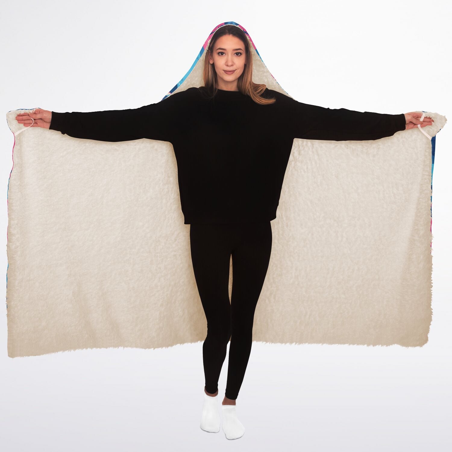 Cute pastel cat pattern Hooded Blanket Sherpa