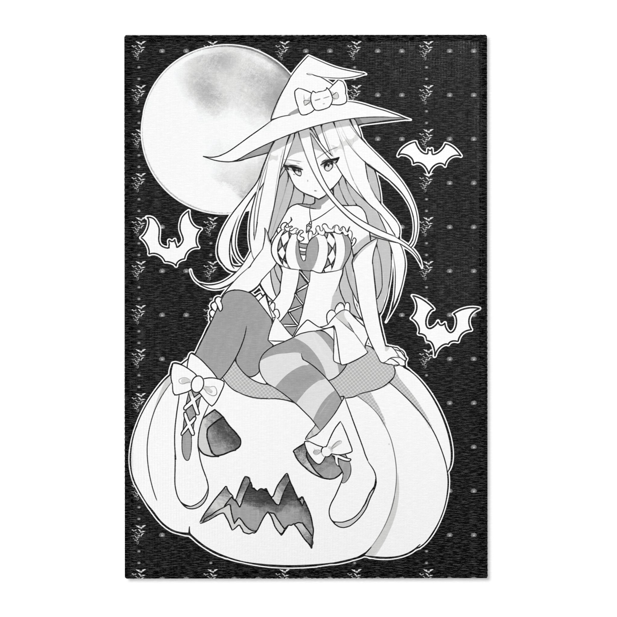 Yuuki B&W - Kawaii witch cute anime Area Rug