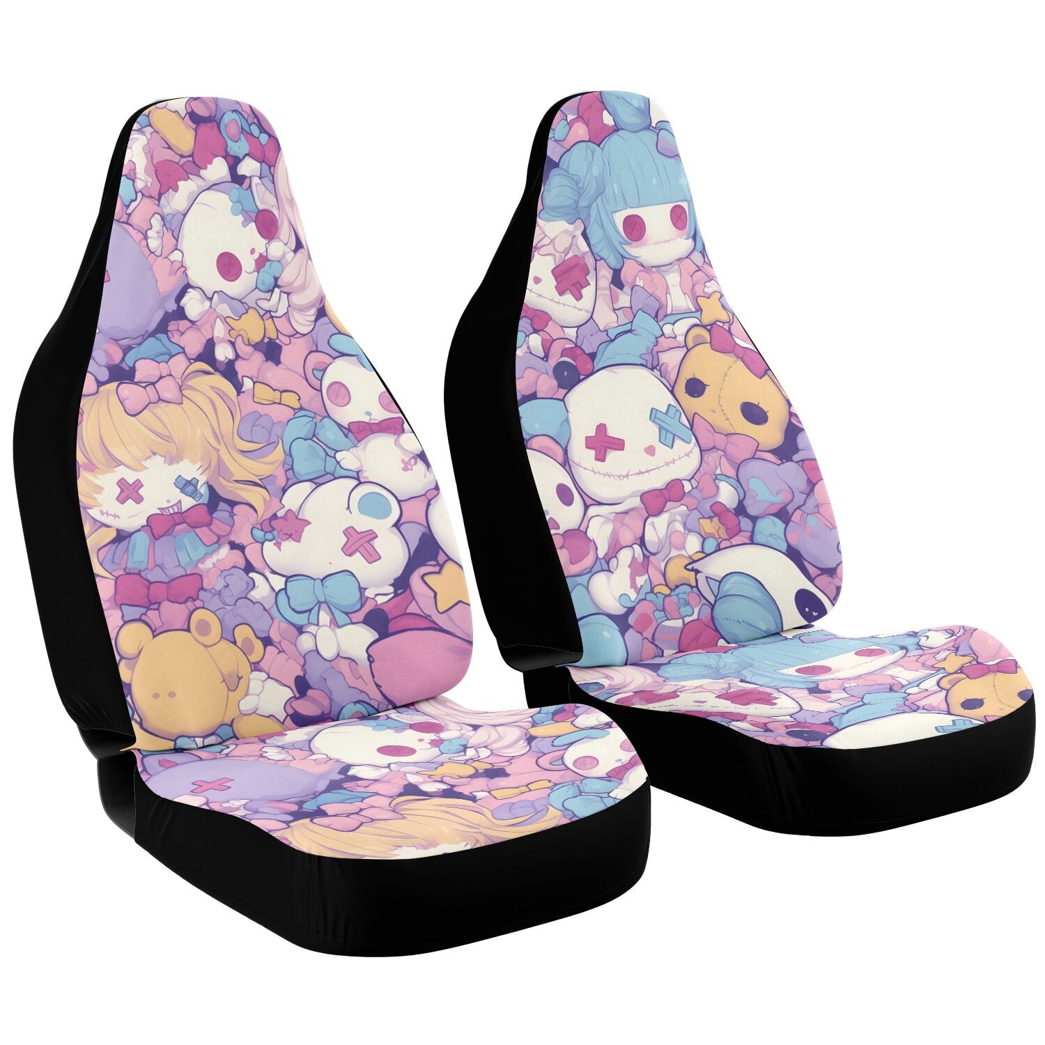 Cute pastel creepy dolls pattern Car Seat Cover (x2)