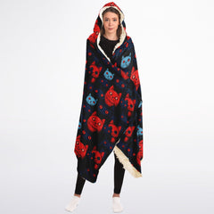 Cats of doom Japanese creepy art Hooded Blanket Sherpa