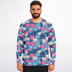 Cute pastel cat pattern AOP Sweatshirt
