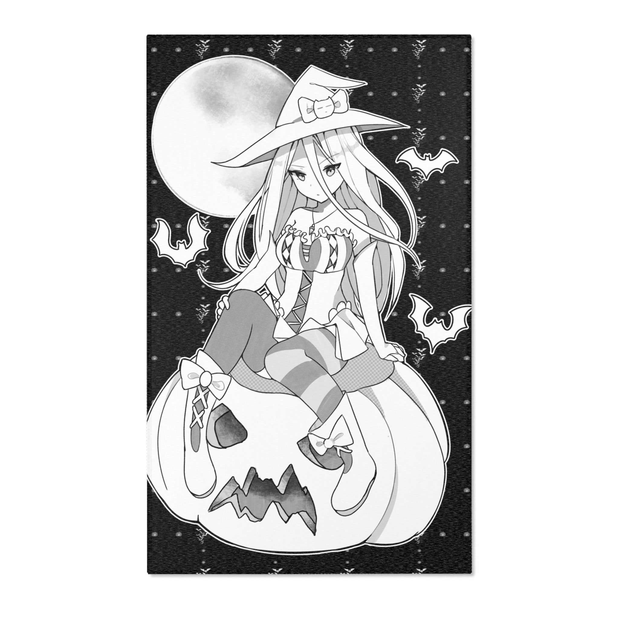 Yuuki B&W - Kawaii witch cute anime Area Rug
