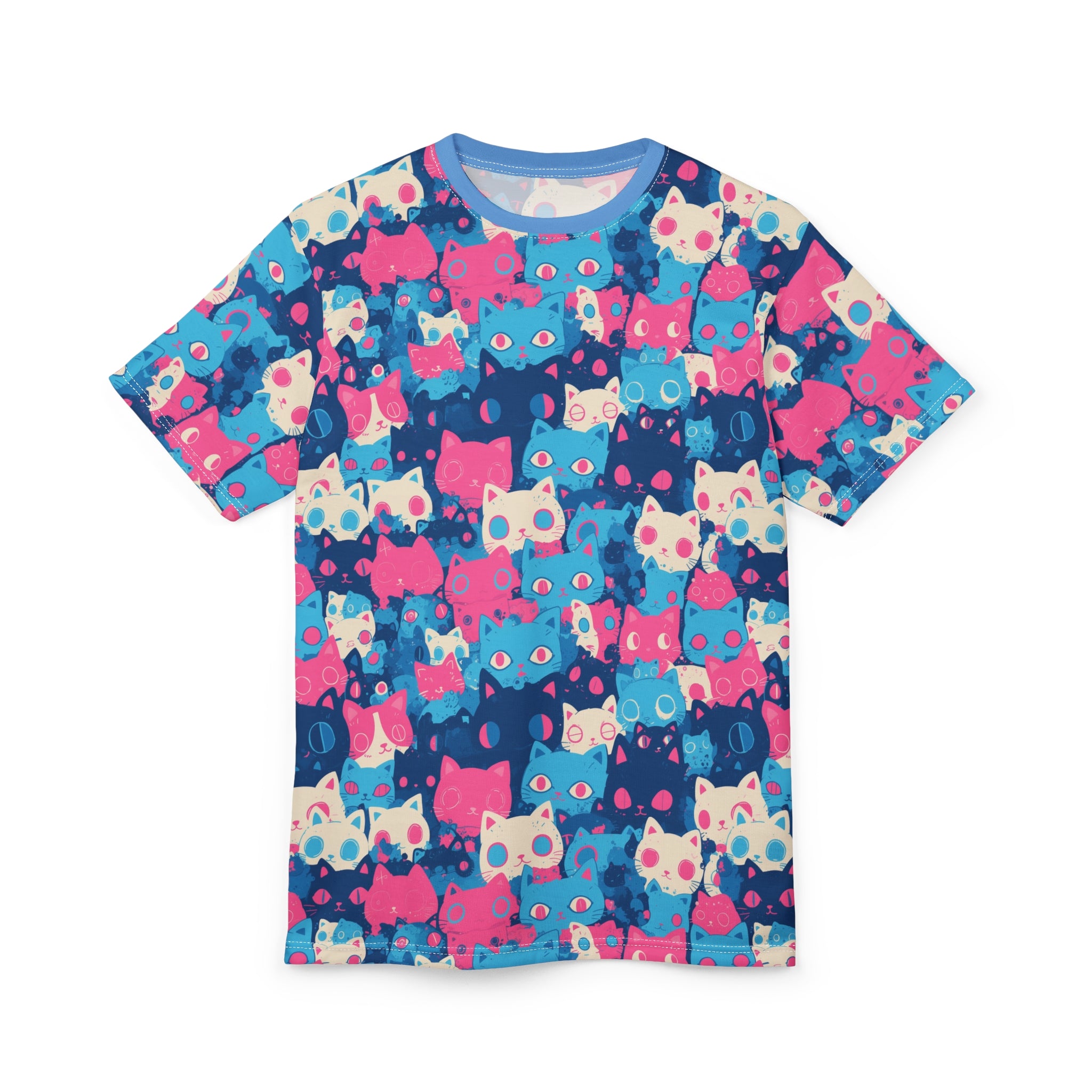 Cute pastel cat pattern Unisex AOP Cut & Sew T-shirt