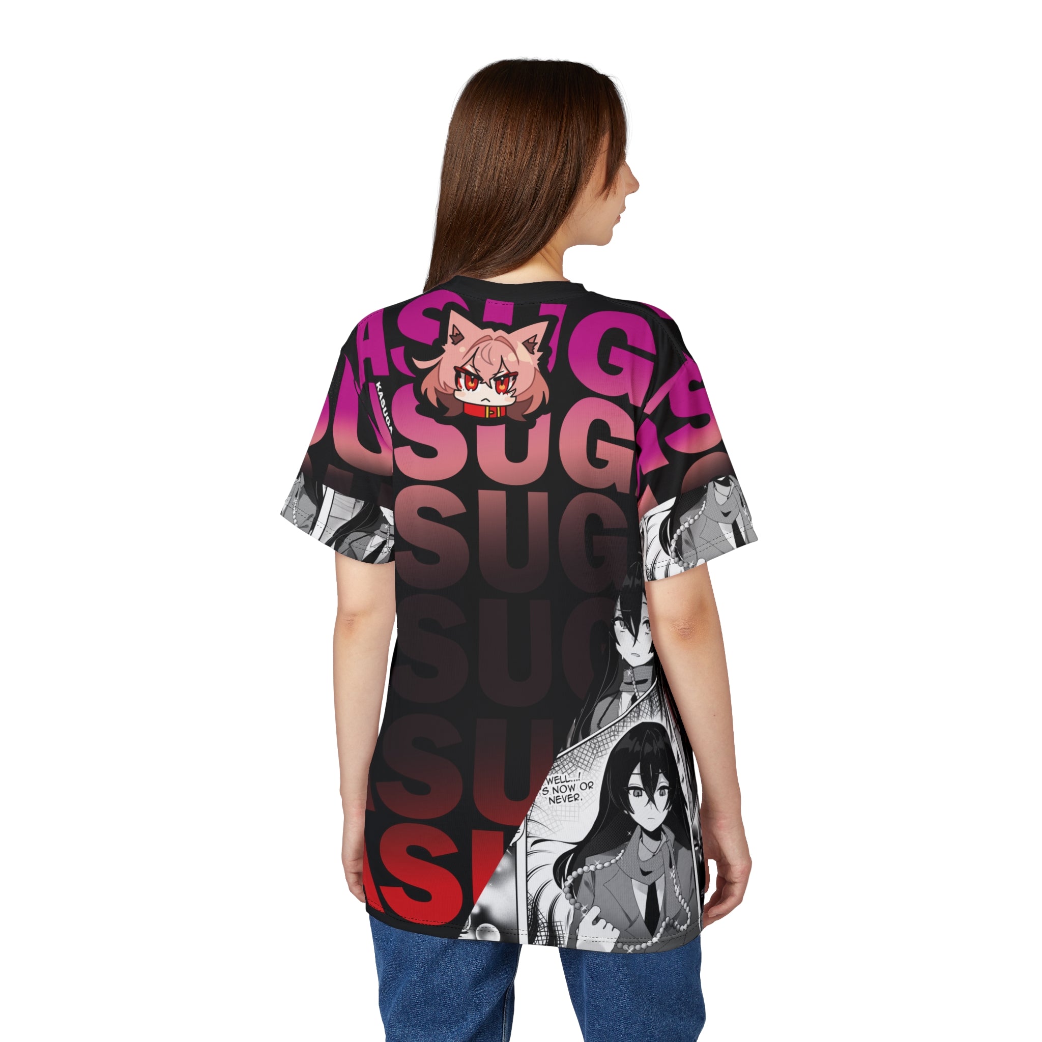 Kasuga - Cute Werewolf anime girl Unisex AOP Cut & Sew T-shirt