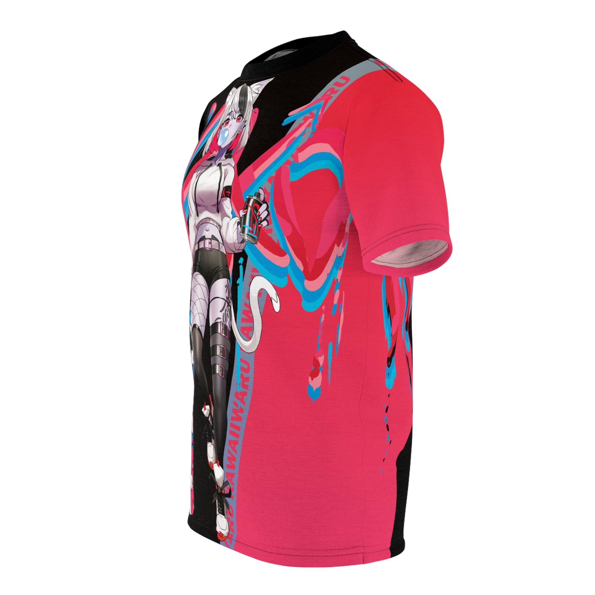 Tori - Trippy watermelon - Neko skater anime girl Unisex AOP Cut & Sew T-shirt