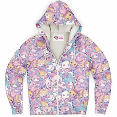 Cute pastel creepy dolls pattern Sherpa Jacket Hoodie