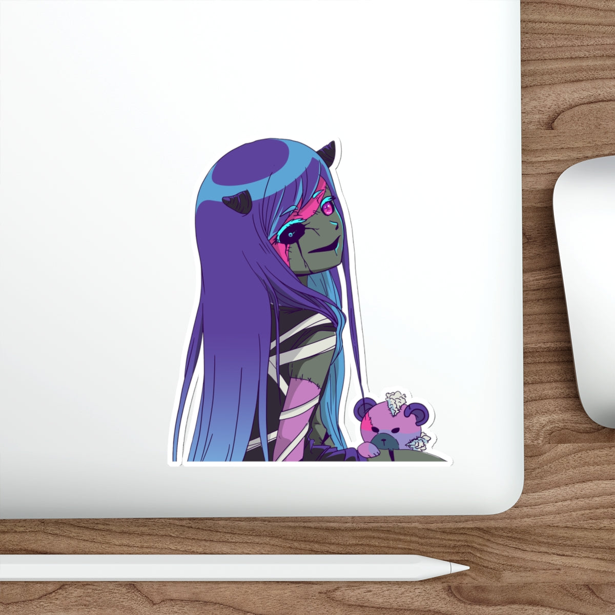 Chiroko Kawaii Creepy Cute Demon Anime Girl 1/2 Die-Cut Sticker