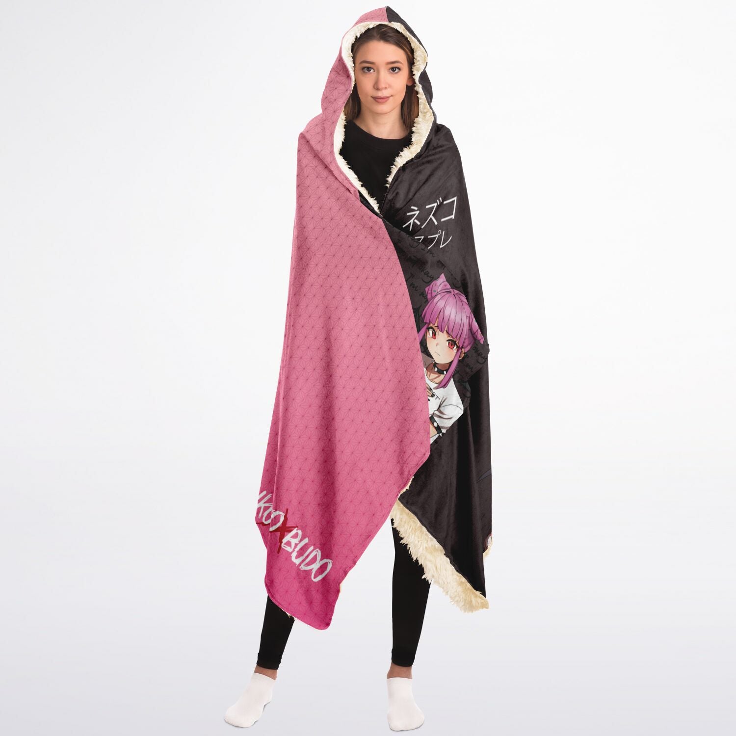 Budo cosplaying As Nezuko Cute Girl Hooded Blanket