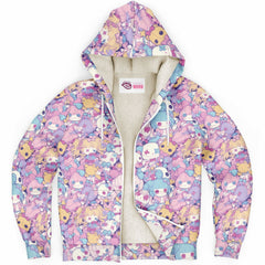 Cute pastel creepy dolls pattern Sherpa Jacket Hoodie