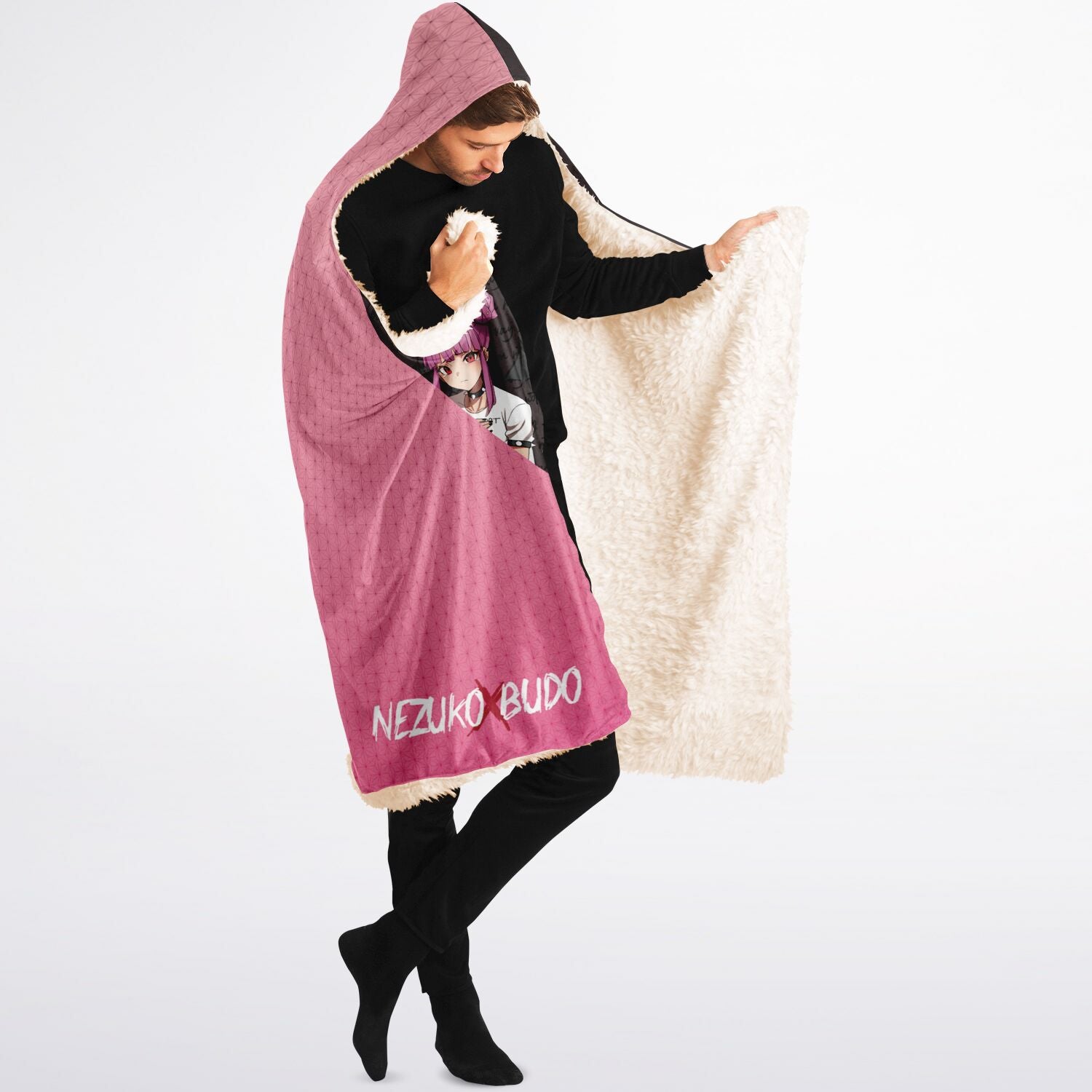 Budo cosplaying As Nezuko Cute Girl Hooded Blanket