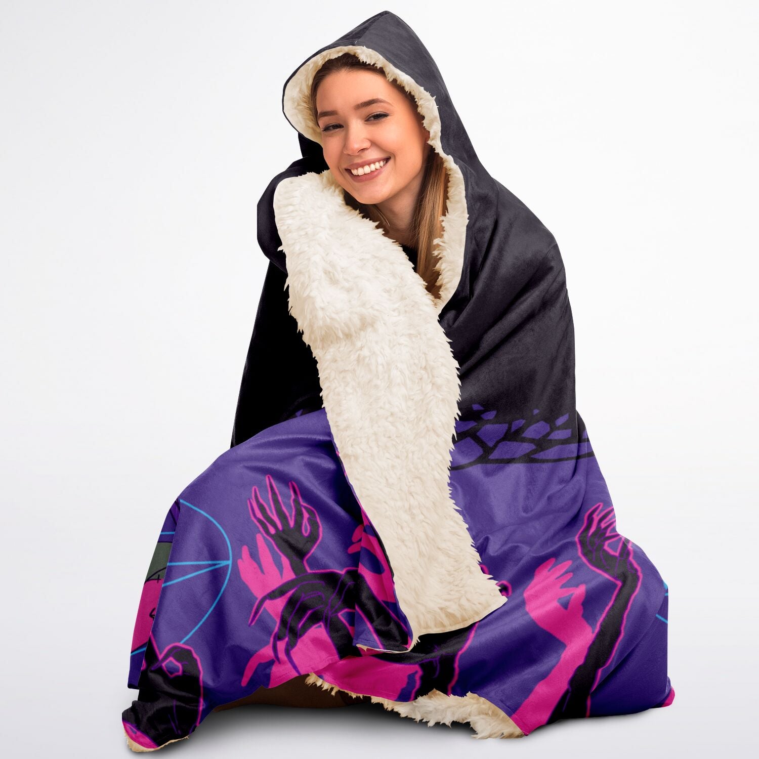 Chiroko Kawaii Creepy Cute Anime Girl Hooded Blanket