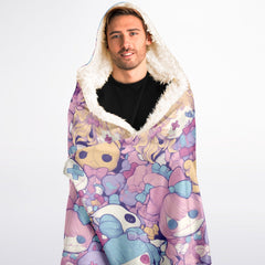 Cute pastel creepy dolls pattern Hooded Blanket Sherpa