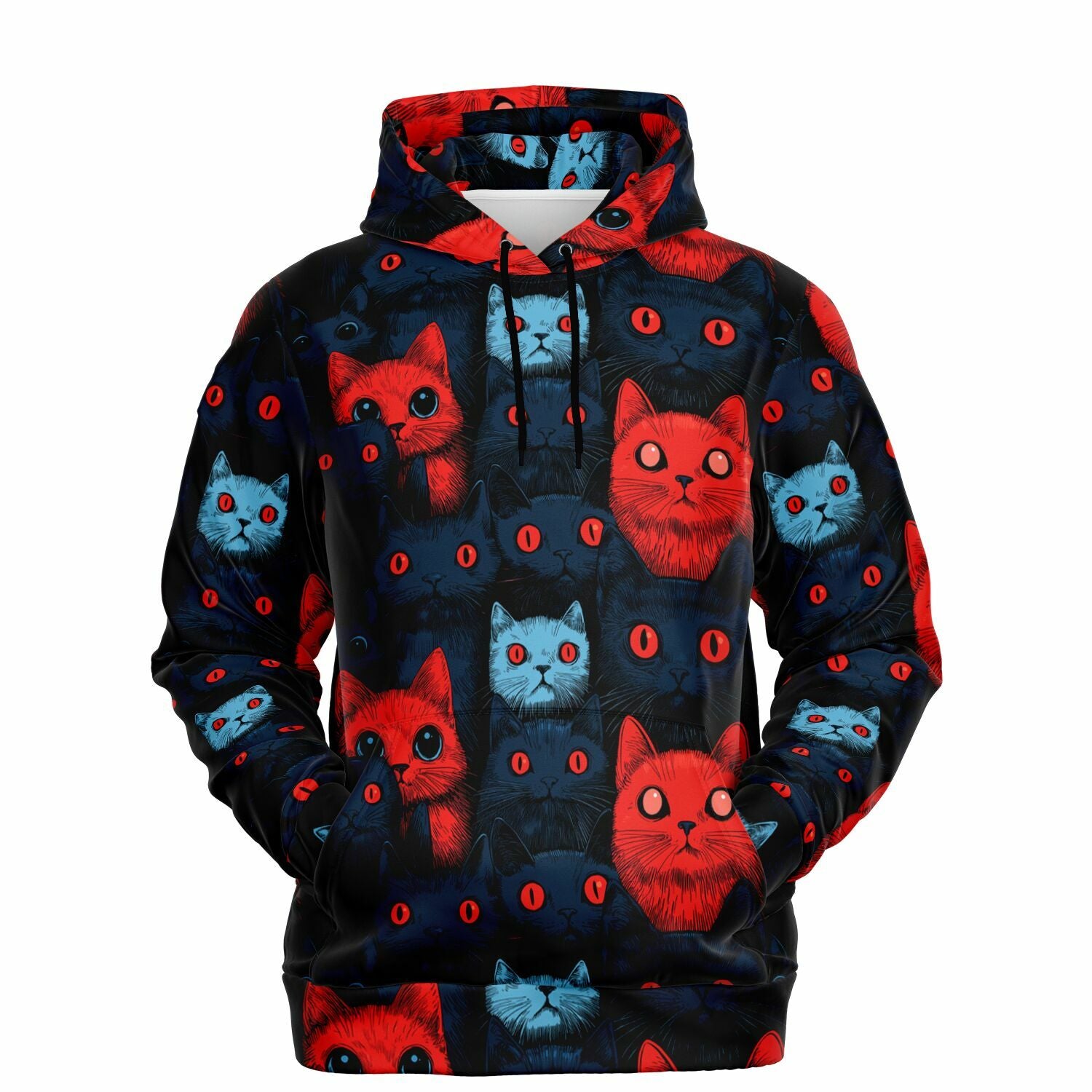 Cats of doom Japanese creepy art Unisex AOP Hoodie