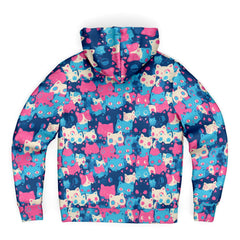 Cute pastel cat pattern Sherpa Jacket Hoodie
