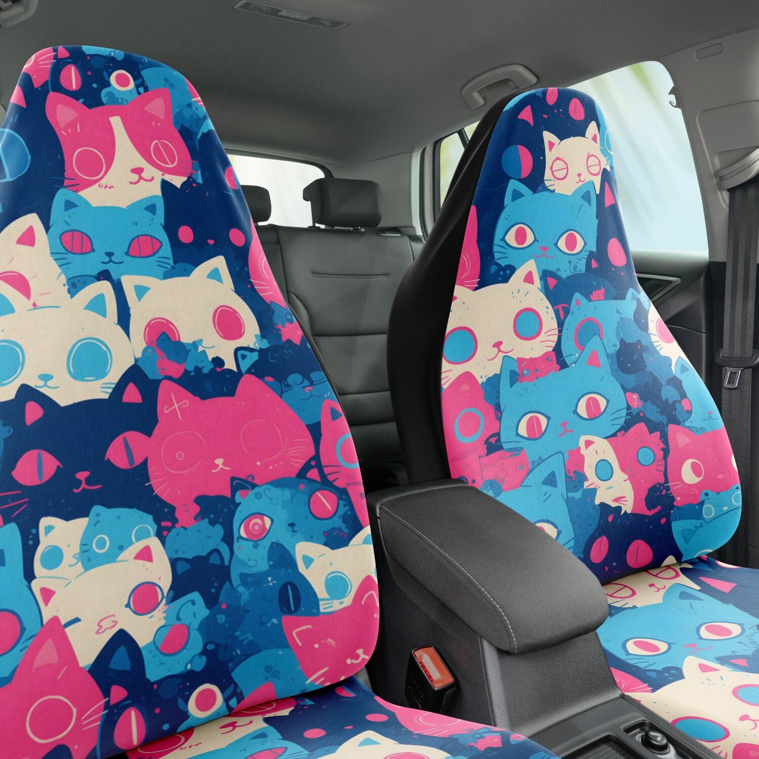 Cute pastel cat pattern Car Seat Cover (x2)