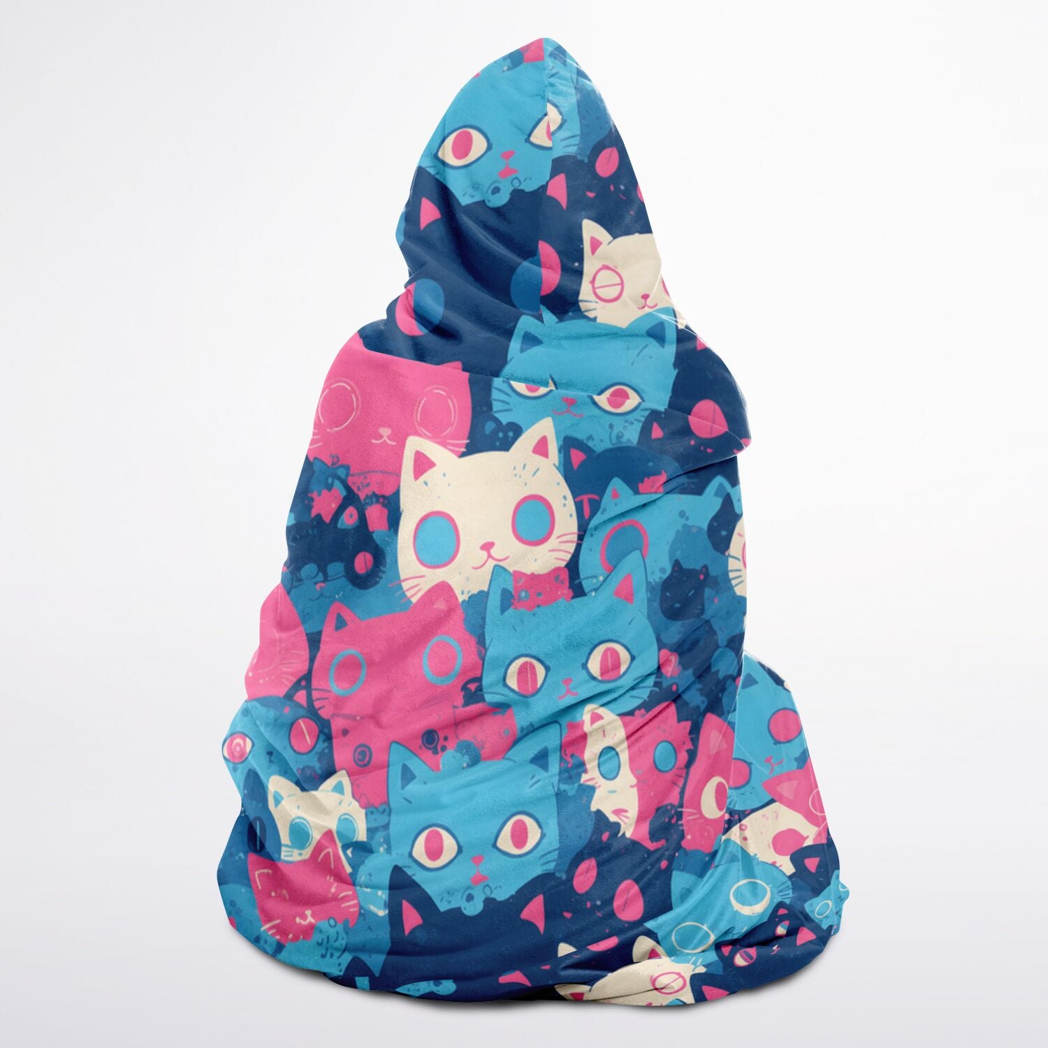 Cute pastel cat pattern Hooded Blanket Sherpa